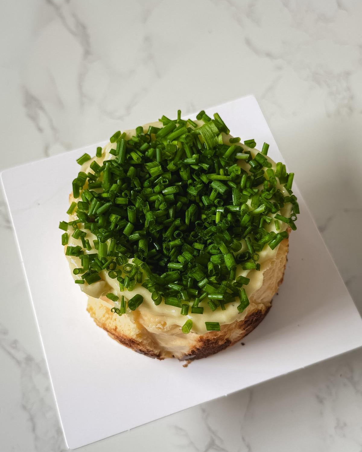 CHIVES & ROASTED GARLIC BASQUE CHEESECAKE